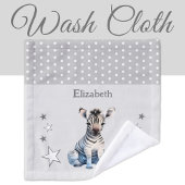 Schattige zebra naam toevoegen polka stippen sterr washandje