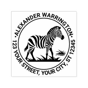 Schattige Zebra Staande Naam Retouradres Zelfinktende Stempel