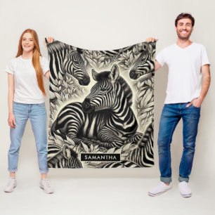 Schattige  Zebrapatroon Fleece Deken