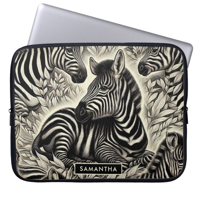 Schattige  Zebrapatroon Laptop Sleeve (Voorkant)