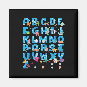 Schattige Zee Dieren Grappig Alfabet Zomer Abcs Ac Magneet