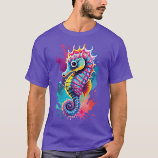 Schattige Zee Hippocampus Kleurrijk Koraalrif T-shirt