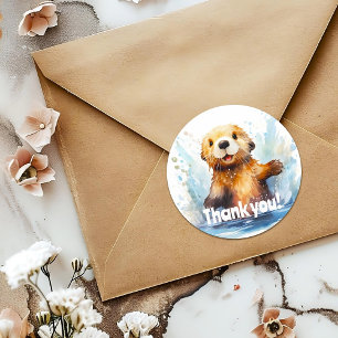 Schattige Zee Otter in Water Dank u gepersonalisee Ronde Sticker