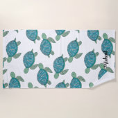 Schattige Zee schildpad gepersonaliseerd Strandlaken (Voorkant)