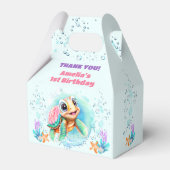 Schattige Zee Schildpad Kleurrijke 1e Verjaardag F Bedankdoosjes (Voorkant Zijde)