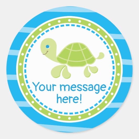 Schattige Zee Schildpad Onder het Zee Verjaardag Ronde Sticker (Voorkant)