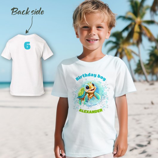 Schattige Zee Turtle Birthday Boys' T-shirt