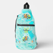 Schattige Zee Turtle Boy Ocean Turquoise Monogram  Sling Bag (Voorkant)
