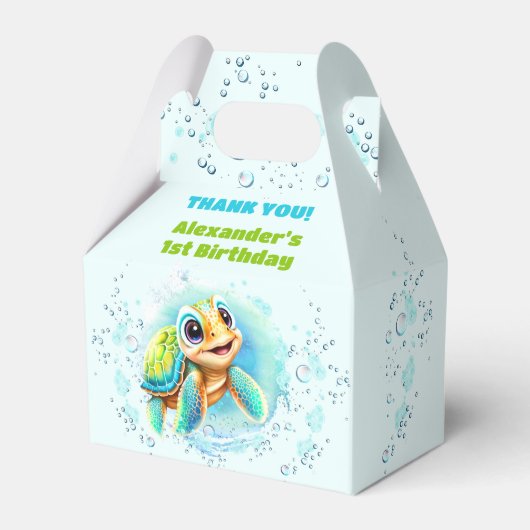 Schattige Zee Turtle Boy Pool Party 1e Verjaardag Bedankdoosjes (Voorkant Zijde)