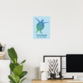 Schattige Zee Turtle CUSTOM BABY NAAM VERJAARDAG K Poster (Thuiskantoor)