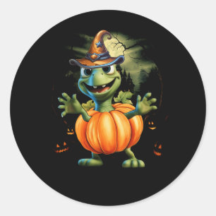 Schattige Zee Turtle Pompoen Halloween Kostuum Oce Ronde Sticker