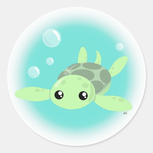 Schattige Zee Turtle Sticker (Voorkant)