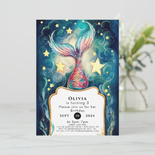 Schattige Zee Zeemeermin Verjaardag Kaart (Staand voorkant)