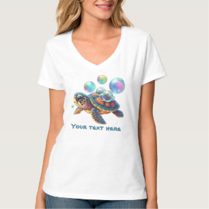 Schattige zeeen schildpad tekst toevoegen Plus Siz T-shirt