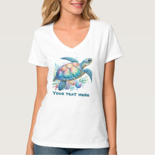 Schattige zeeen schildpad tekst toevoegen t-shirt