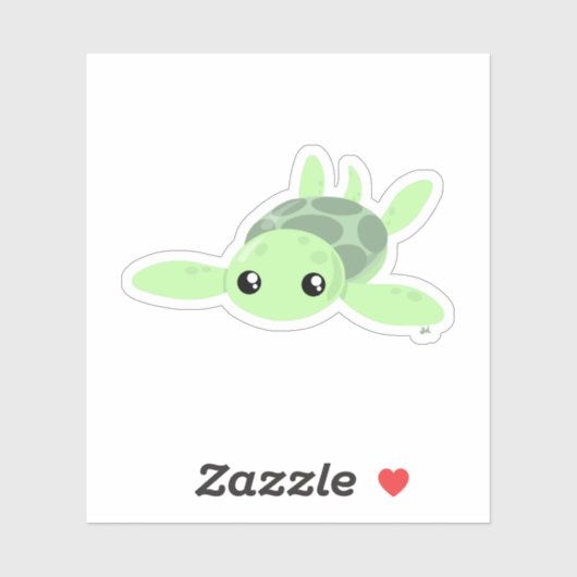 Schattige Zeeen Turtle Custom-Cut Vinyl Sticker (Vel)