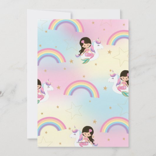 Schattige Zeemeermin en Eenhoorn Zwembad Verjaarda Kaart (Achterkant)