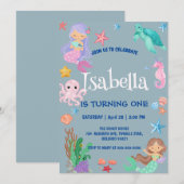 Schattige Zeemeermin Regenboog Waterverf Verjaarda Kaart (Voorkant / Achterkant)