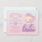 Schattige Zeemeermin Roze Blauw Ombre Meisjes Verj Kaart (Voorkant)