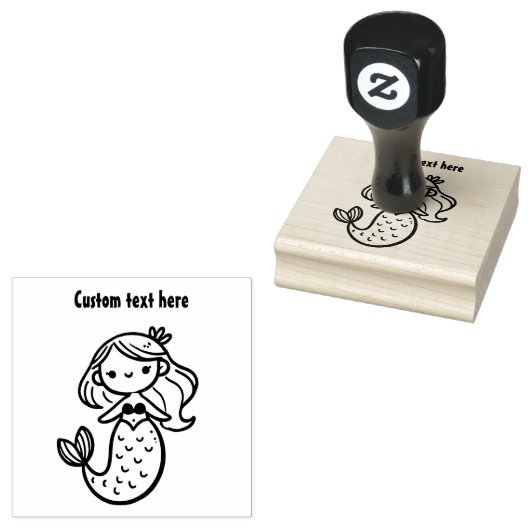Schattige zeemeermin 	rubberstempel (Gestempeld)
