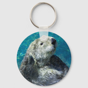 Schattige Zeeotter Schattig Blauw Water Sleutelhanger