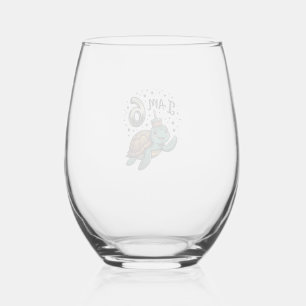 Schattige zeeschildpad 6e verjaardag vintage shirt wijnglas zonder voet