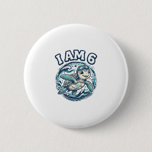 Schattige zeeschildpad Ik ben 6 verjaardag vintage Ronde Button 5,7 Cm
