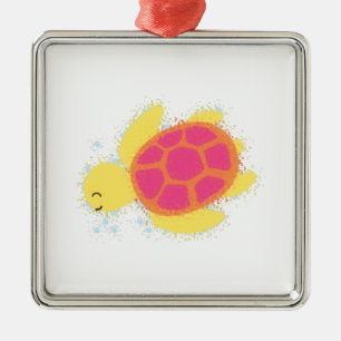 Schattige zeeschildpad metalen ornament