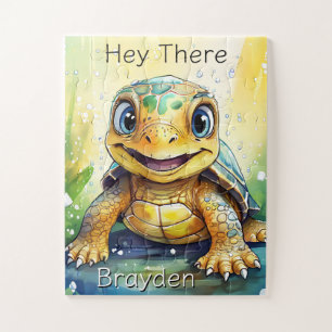 Schattige zeeschildpad onder de zee gepersonalisee legpuzzel