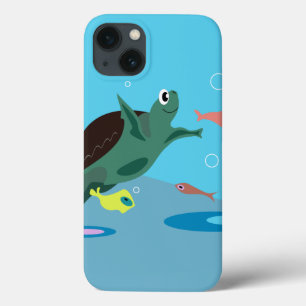 Schattige zeeschildpad onder zee kunst iPhone 13 hoesje