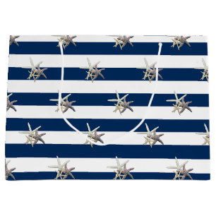 Schattige Zeester ,Marineblauwe Strepen-Personalis Large Cadeauzakje