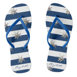Schattige Zeester Op Strepen-Personalisatie Teenslippers
