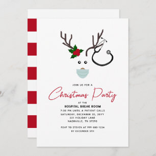Schattige Ziekenhuis Kerstfeest Rode rendieren Kaart