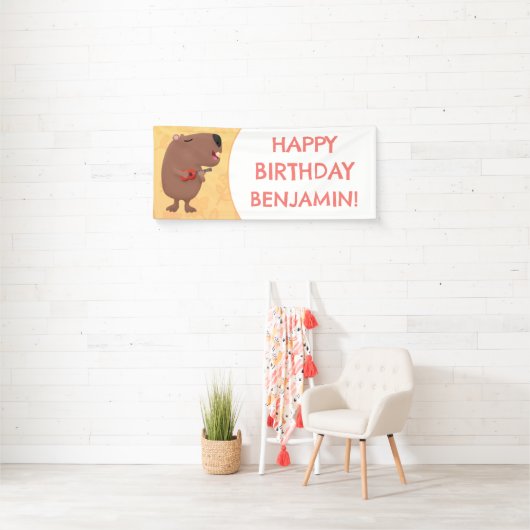Schattige zingen Capybara gepersonaliseerde verjaa Spandoek (Insitu)