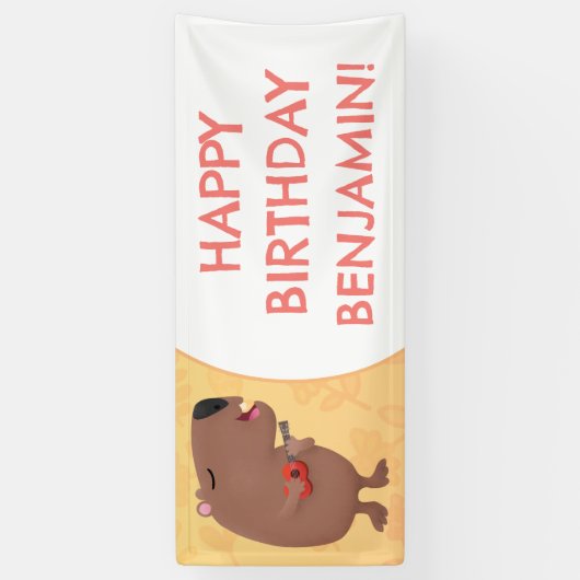 Schattige zingen Capybara gepersonaliseerde verjaa Spandoek (Verticaal)