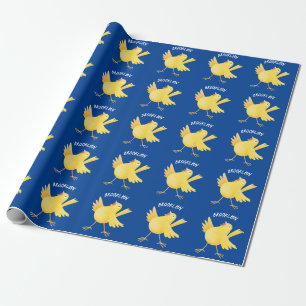 Schattige zingende gele kanarie vogel cartoon cadeaupapier