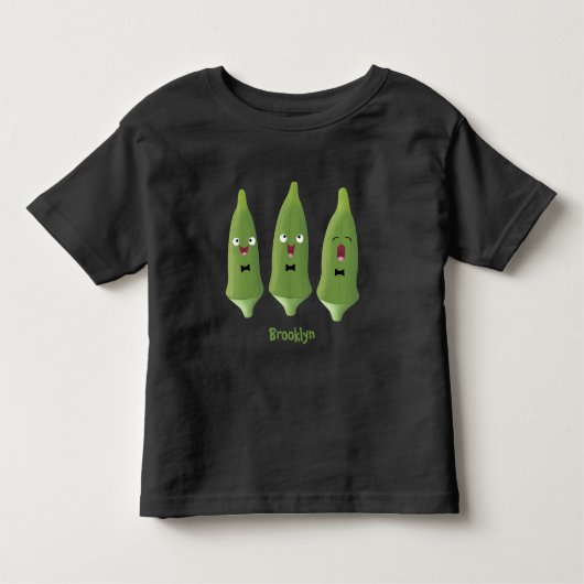 Schattige zingende okra groente cartoon kinder shirts (Voorkant)