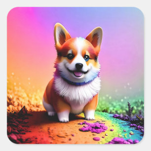 Schattige zittende Corgi Dog-336633 Vierkante Sticker