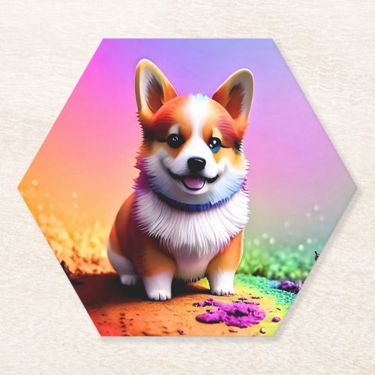 Schattige zittende Corgi Dog-33663 Kartonnen Onderzetters (Voorkant)