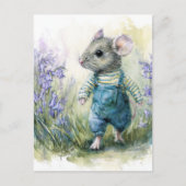Schattige zoete muis in denim briefkaart (Voorkant)