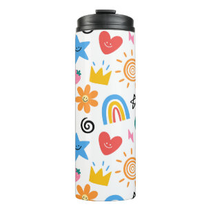 Schattige Zomer Doodles Fantasievolle Naadloos Pat Thermosbeker