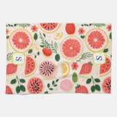 Schattige Zomer Fruit Monogram Initiaal Theedoek (Horizontaal)