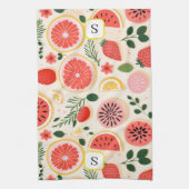 Schattige Zomer Fruit Monogram Initiaal Theedoek (Verticaal)