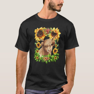 Schattige zomer moeder zonnebloem met Schotse hoog T-shirt