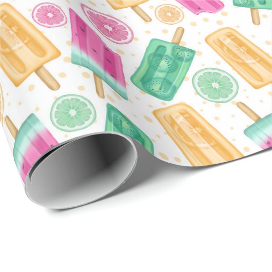Schattige Zomer Retro Pastel IJspatroon Cadeaupapier (Rol Hoek)