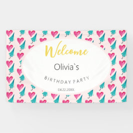 Schattige Zomerfeest Waterverf Illustratiepatroon Spandoek