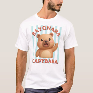 Schattige zomergestreepte SAYONARA CAPYBARA leraar T-shirt