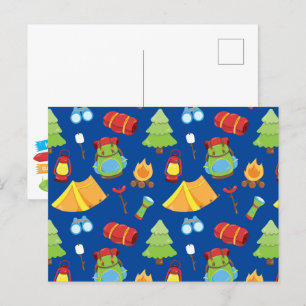 Schattige zomerkamp patroon briefkaart