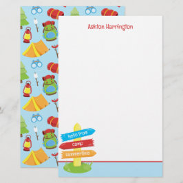 Schattige zomerkamp patroon briefpapier