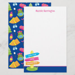 Schattige zomerkamp patroon briefpapier